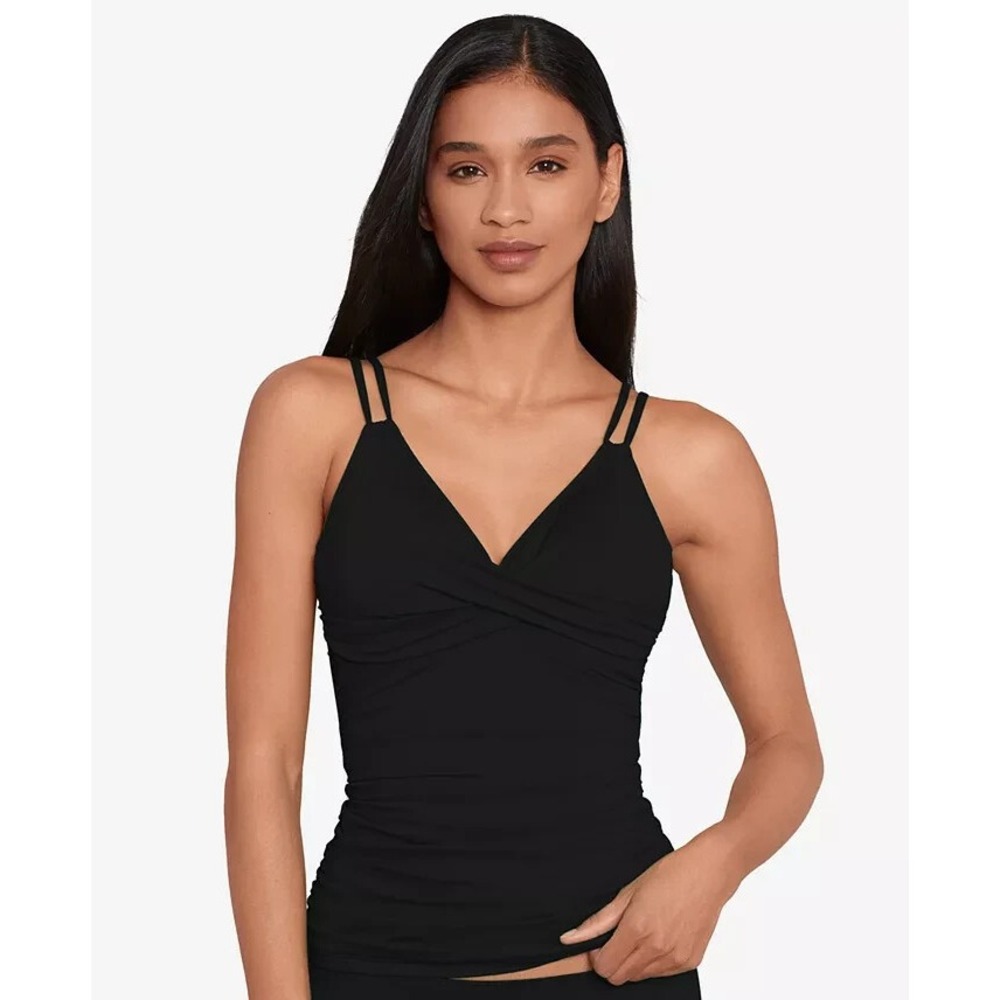 Lauren Ralph Lauren Double Strap Twist Front Underwire Tankini Top Black Size 14